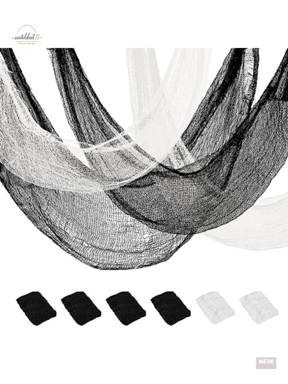 6PC Halloween Gauze Decor Polyester Cotton 30x72in Creepy Cloth Haunted House